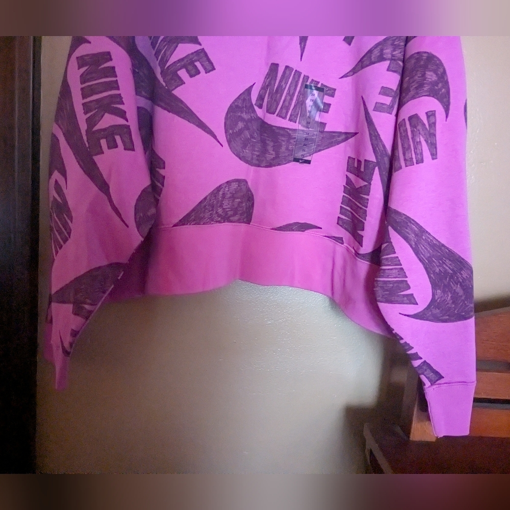 Nike Fushia Pink and Purple All Over Logo Sweatshirt Sportswear Women's 3x New - Picture 8 of 12